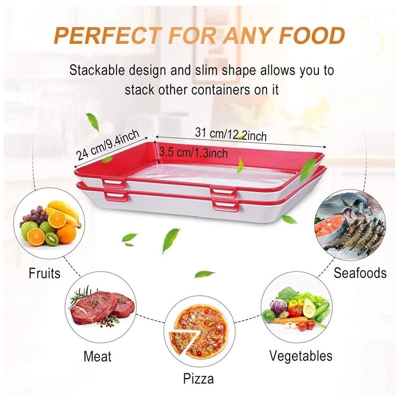  Food Preservation Trays Reusable Food Trays Stackable Food Trays  Storage Container with Elastic Lid BPA Free For Refrigerator Keep Food  Fresh 2Pcs (Green): Home & Kitchen