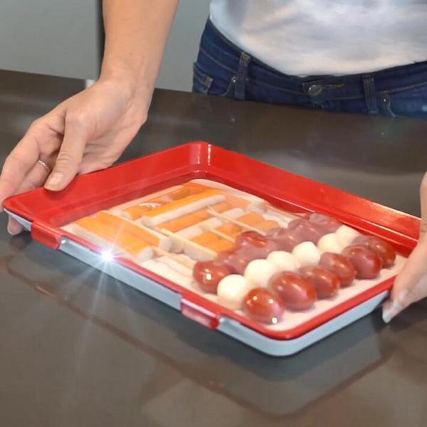 Reusable Food Preservation Tray Fresh Record Date Keeping Magic Elastic  Film Buckle Vacuum Seal Refrigerator Storage Organizer